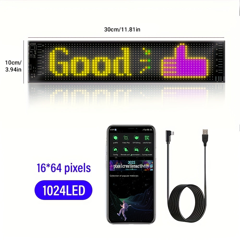 RGB LED Pixel Display Wall Art App Control USB Powered - Colorful Programmable Flexible Screen for an Everyday Personal Care Routine