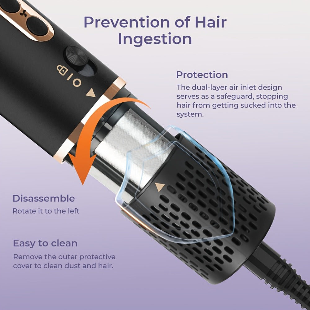 OUDIM 6-in-1 Hot Air Brush Hair Styling Tool with 110, 000 RPM Motor, Foldable Handle and Storage Bag