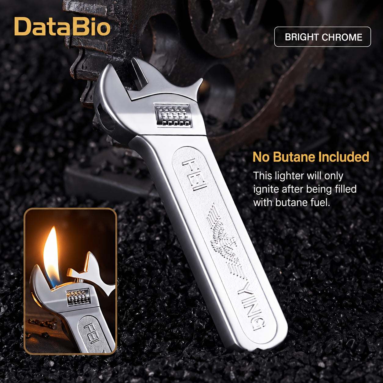 Spanner Shape Novelty Lighter, Refillable Butane Windproof Metal Lighter, Cool Gadget Gift for Men