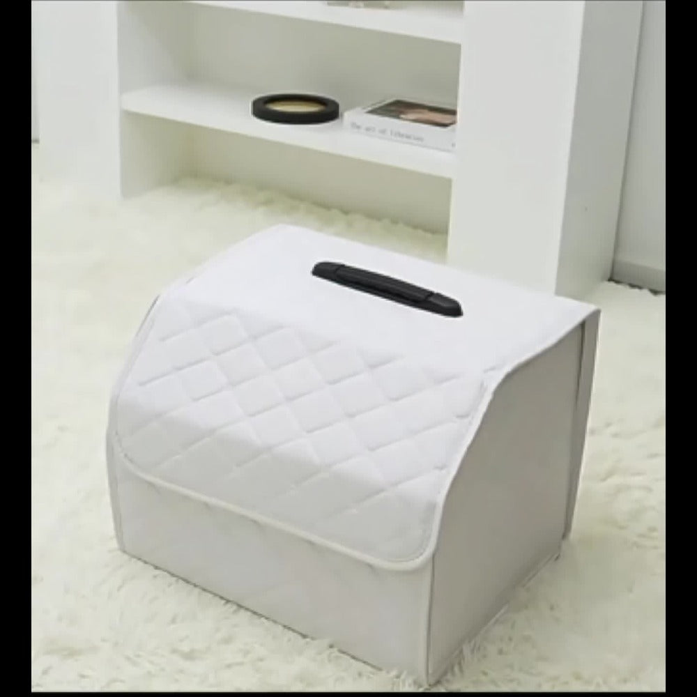 Car Trunk Organizer, Foldable Faux Leather Bow-Detail Box in 30L or 35L Size with Pink and Black Options