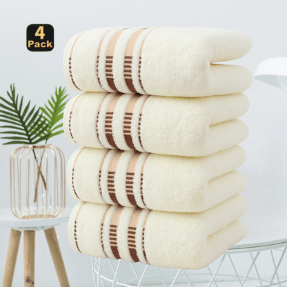 Towel Set 4-Pack Pure Cotton Face Towels in Camel, Beige Yellow or Mixed Colors for Home and Spa
