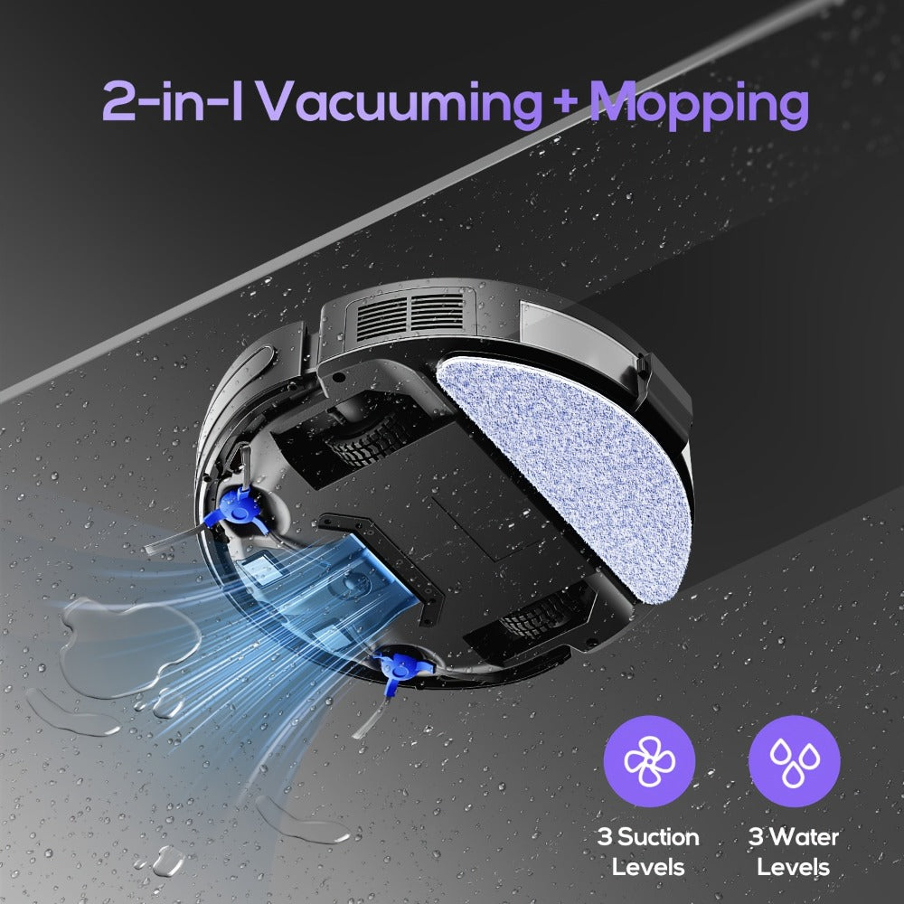 Robot Vacuum Cleaner Mop Combo 5000Pa Max Suction 2-in-1 with App & Voice Control - Scheduled Cleaning