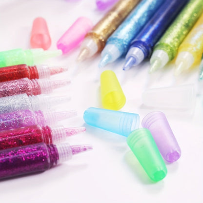Glitter Glue Pens 30 Count Sparkle Set for Kids, 15 Colors Extra Fine Gel Glue for Arts Crafts Scrapbooking Slime School Projects