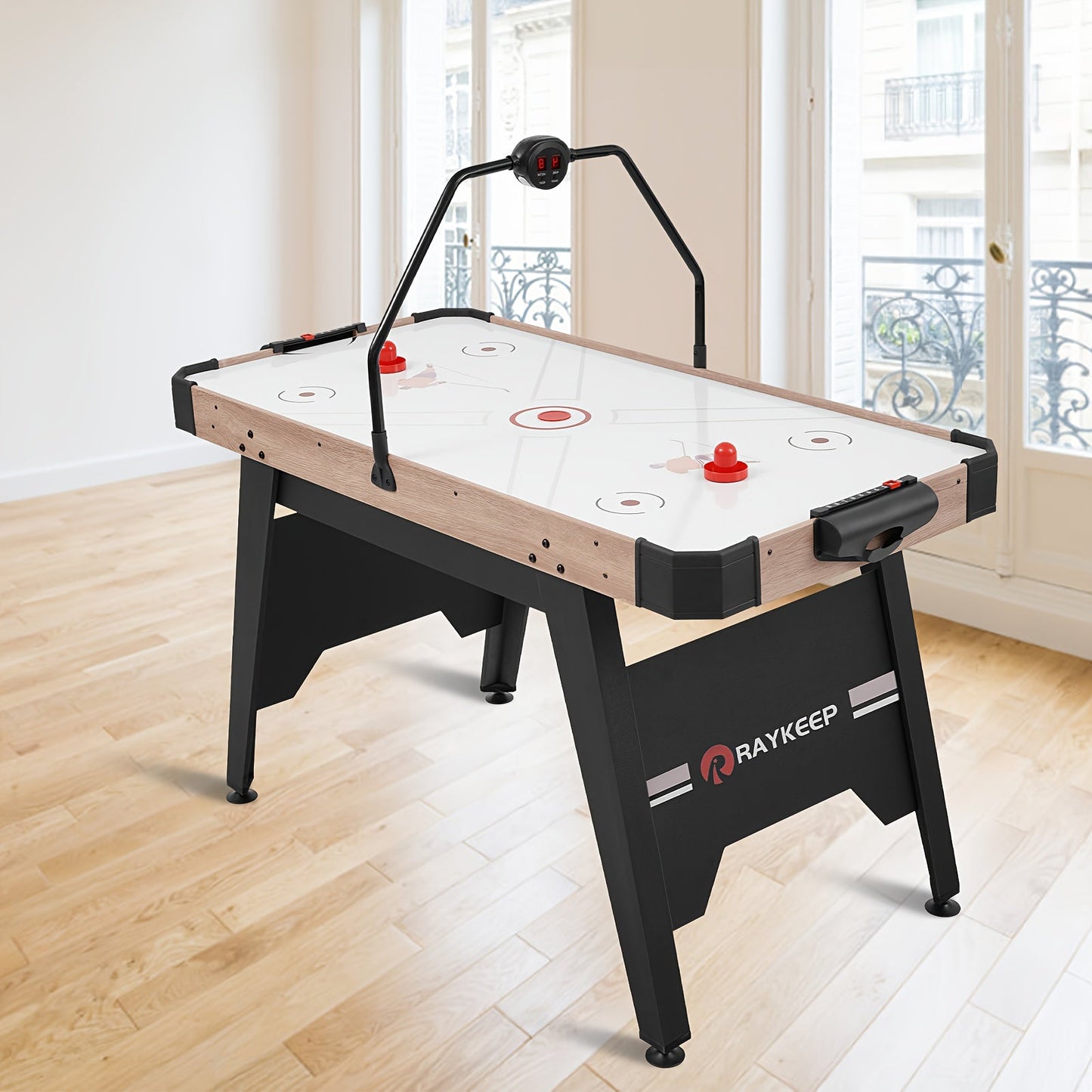 54 Inch Air Hockey Table with LED Scorer – Indoor Arcade Hockey Game Set with 2 Pucks & 2 Pushers, Portable Sports Gaming Table for Game