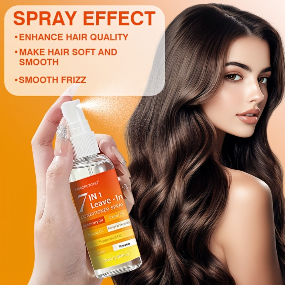 7-in-1 Leave-In Hair Essence Spray for Women - Anti Frizz Shine Boost Heat Protection Deep for Bath Time, Home Spa and Personal Care