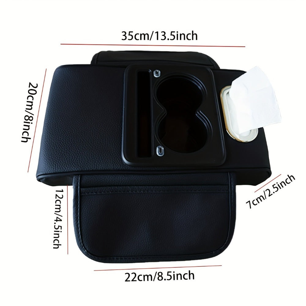 Car Armrest Box Cover Starry Sky Memory Foam Center Console Pad with Type-C USB Charging Port & Storage Pockets
