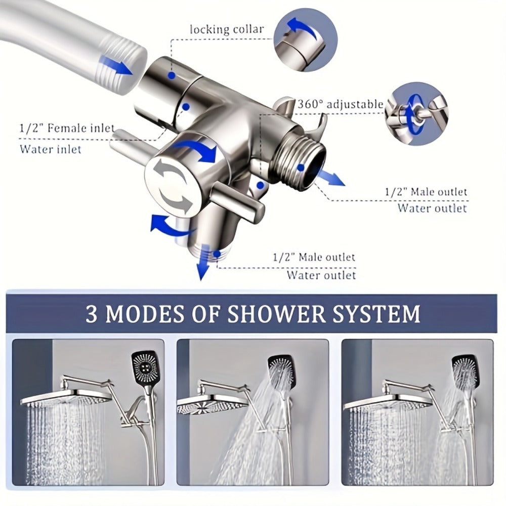 Rain Shower Head with Handheld Combo 12 Inch High Pressure Rainfall Showerhead Set, 4-Function Spray
