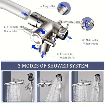 Rain Shower Head with Handheld Combo 12 Inch High Pressure Rainfall Showerhead Set, 4-Function Spray