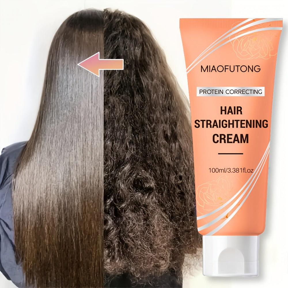 Smoothing Hair Straightening Cream with Protein & Keratin, Deep Frizz Control Treatment for All Hair Types