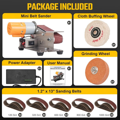Mini Belt Sander 15° Angle - 7-Speed Electric Belt Grinder Knife Sharpener Kit with 30 Sanding Belts for Metal