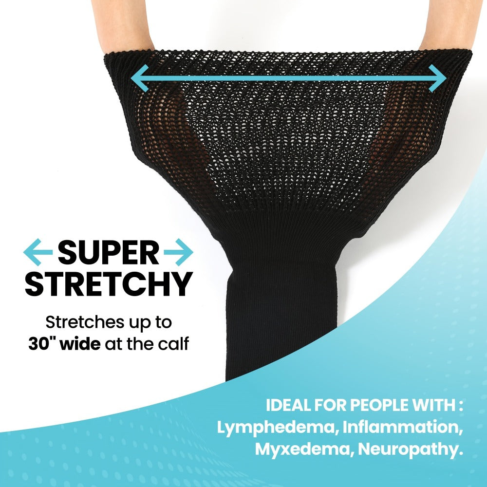 Extra Wide Socks for Swollen Feet 6 Pairs Stretch to 30 Inch Non-Binding Seamless Loose Fit for Entryways, Bedrooms and Living Spaces