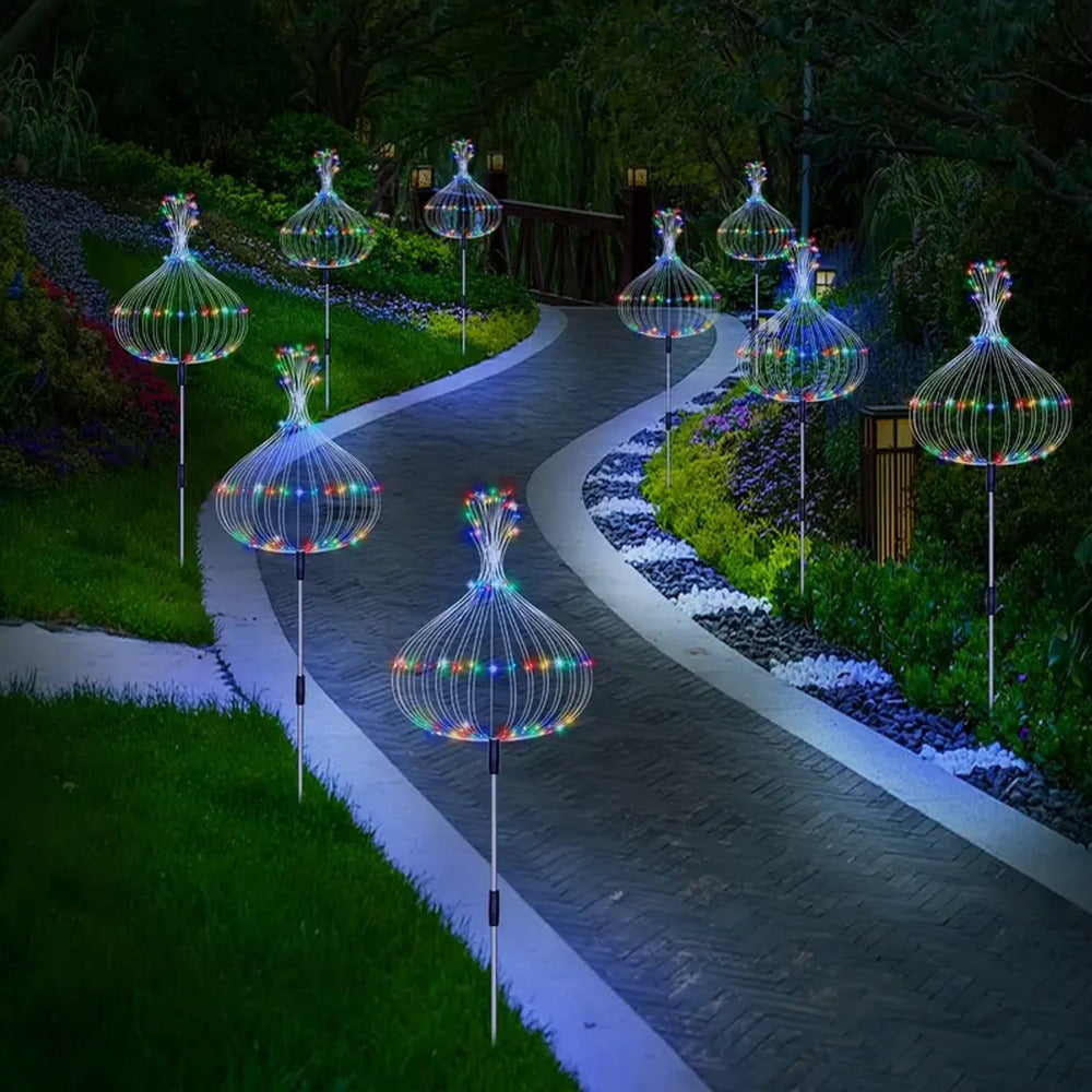 Solar Garden Light Firework Stakes with 8 Modes, 4 or 12-Pack Choices and White or Multicolor LEDs