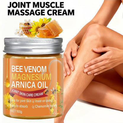 Body Cream 100g Amber Jar with Bee Venom Magnesium and Arnica Oil Package Callouts for External Massage Use