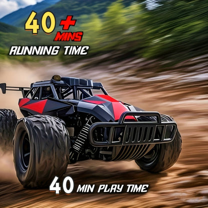 RC Off-Road Car with LED Lights for Kids Ages 6+, High Speed Remote Control Buggy Light-Up RC Truck for Boys & Girls