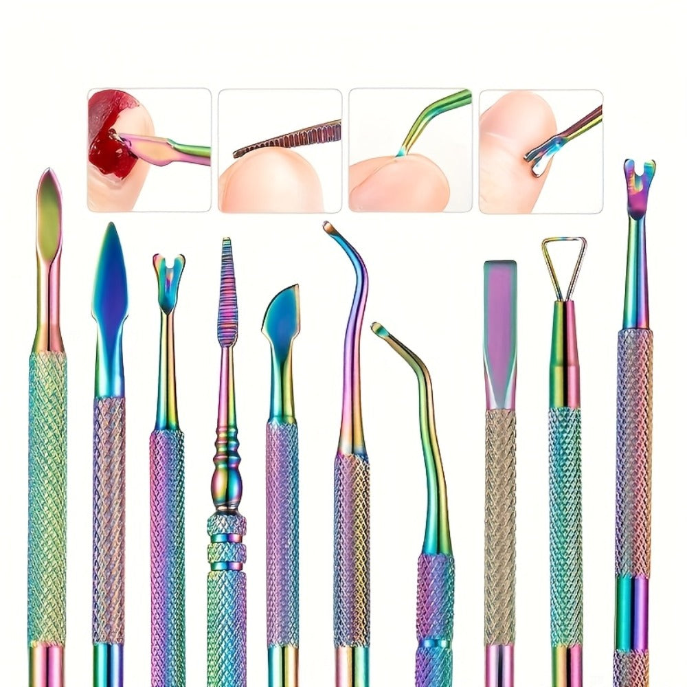 Nail Tech Kit 15pcs Professional Stainless Steel – Cuticle Nipper & Pusher Nail File Gel Polish Remover Complete Manicure Pedicure Tools