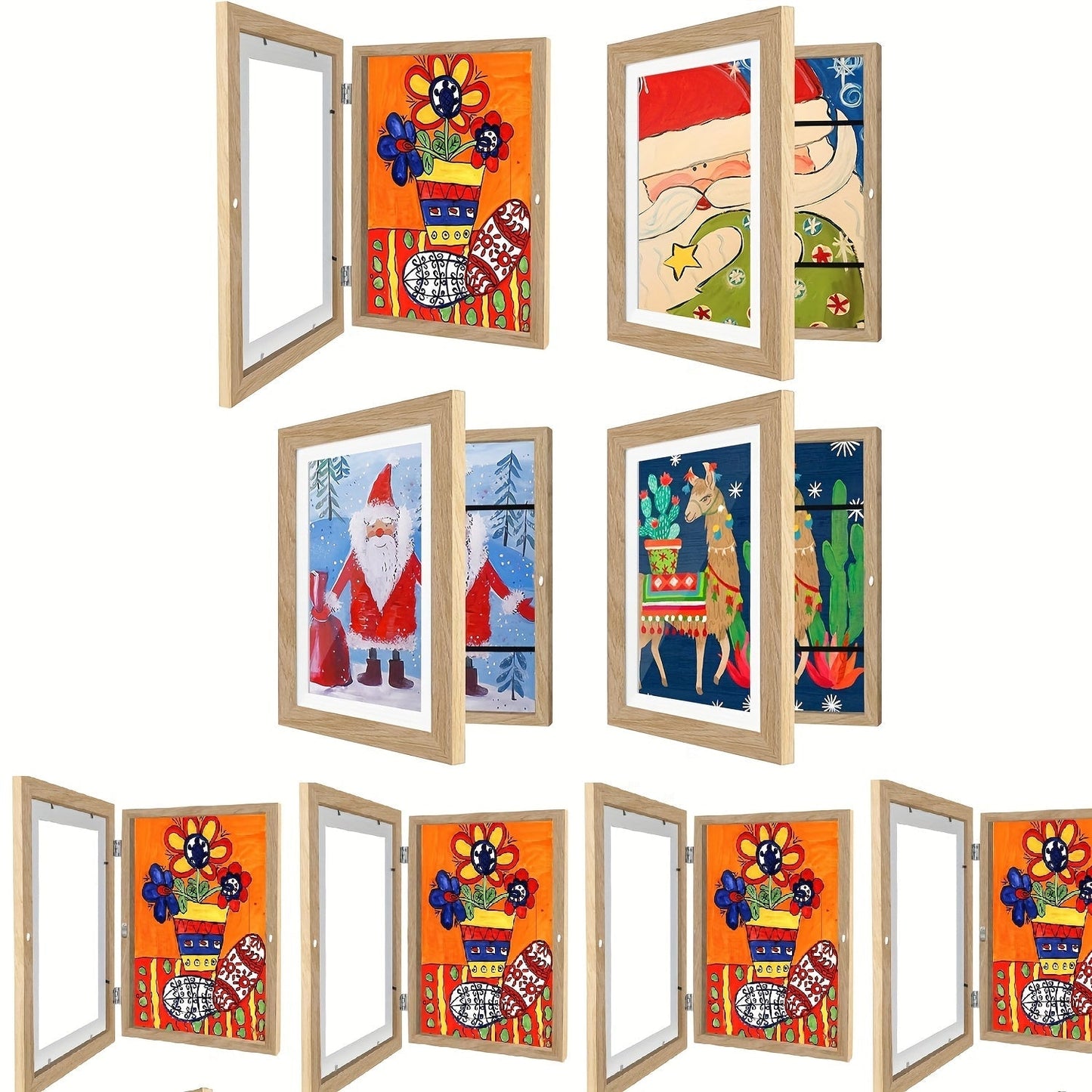Kids Artwork Frames Front Opening Changeable 8.5x11 Inch Children Art Display Picture Frame for Drawing Crafts Photos Holds 130 Pieces Wood