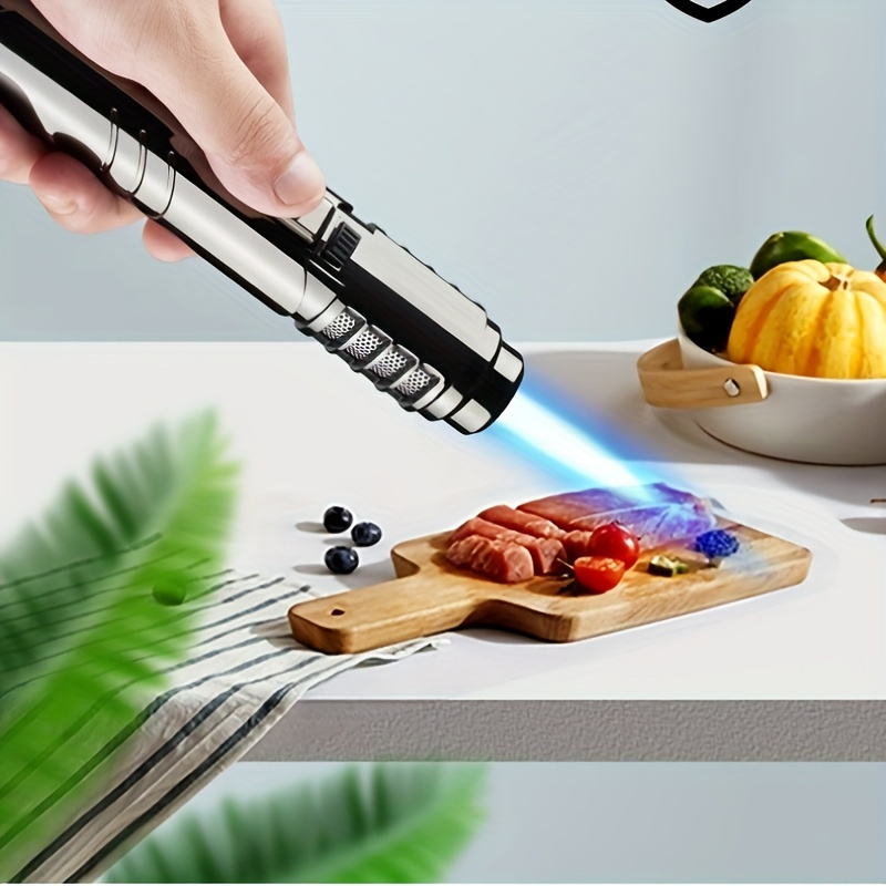 Blowtorch Jet Lighter 1800° Windproof, Zinc Alloy Butane Torch with Blue Flame for Welding, Outdoor Cooking