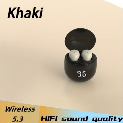 True Wireless Earbuds Ultra-Small In-Ear Design with No-Flash Charging Case and Khaki Finish