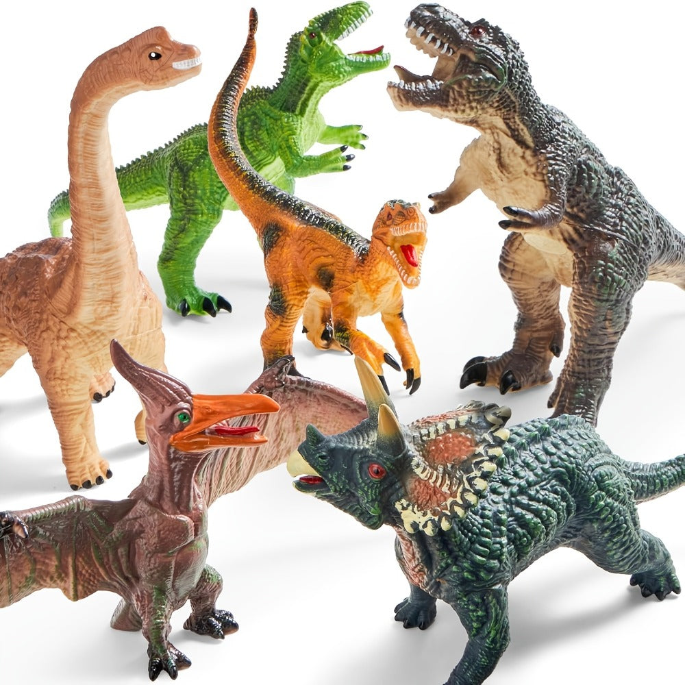 Toddler Dinosaur Figures with Educational Book, 6 Jumbo Realistic Dinosaur Toys for Toddlers 1+ Years