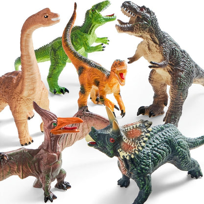 Toddler Dinosaur Figures with Educational Book, 6 Jumbo Realistic Dinosaur Toys for Toddlers 1+ Years