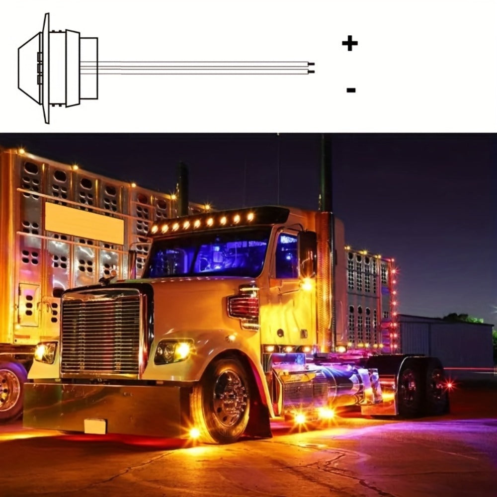 12V LED Marker Lights 12 Pack – Universal DC 12V Side Marker Clearance Lights for Caravan RV Truck ATV Boat Trailer