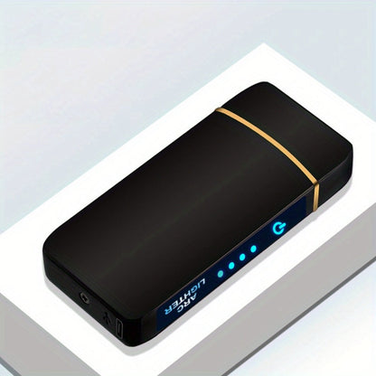 Flip-Top Dual-Arc Electric Lighter with Power Display in 12 Black or Blue Artwork Options Pictured