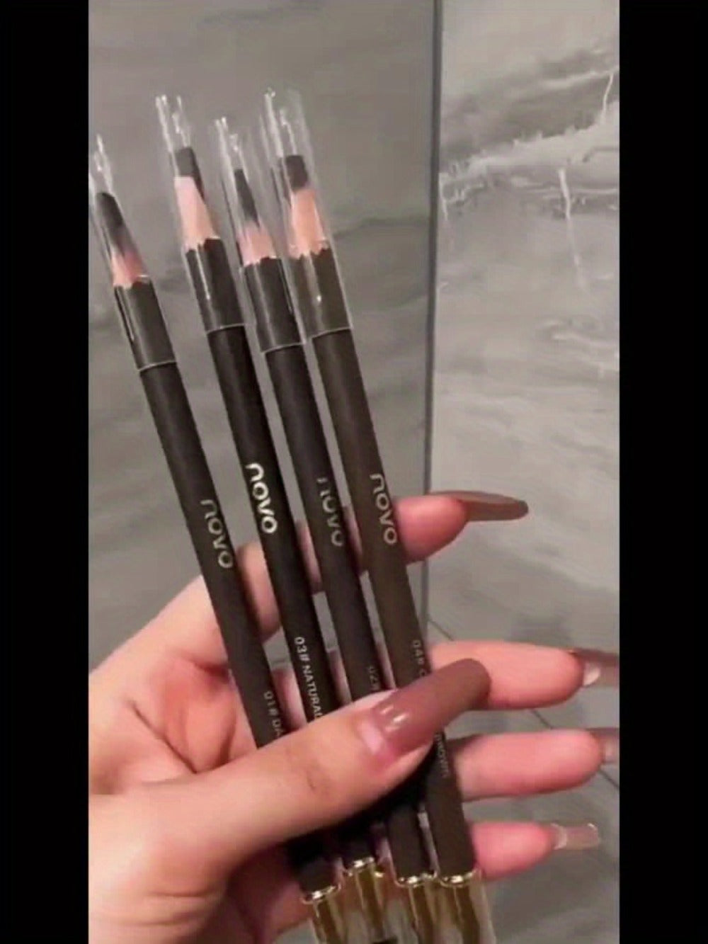 Microblading Effect Brow Pencil 4-Pack with Eyeliner, Waterproof Smudge-Proof Dual-Ended Eyebrow Pen with Spoolie Brush