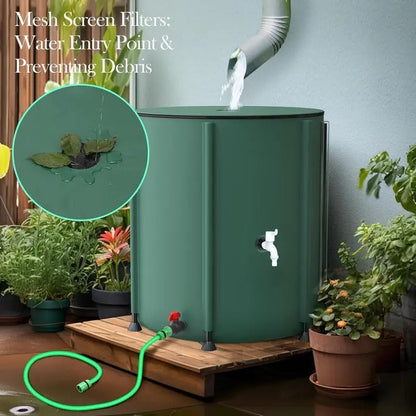 Collapsible Water Tank Large Capacity – Foldable Rainwater Collection System, Drinking Water Safe, 52 to 200 Gallon Options for Irrigation