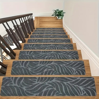 Stair Treads 15pcs 8"x30" Self-Adhesive Carpet Pads for Wooden Steps, Polyester Indoor Stair Mats for Safety