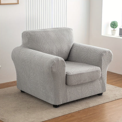 Armchair Slipcover 2pcs Set Jacquard Leaf Texture Stretch Chair Cover with Seat Cushion Cover for Entryways, Bedrooms and Living Spaces