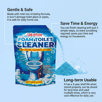 Toilet Cleaning Powder with Foam, Odor Removal, Stain Dissolving & Pipe Unclogging Bathroom Cleaner