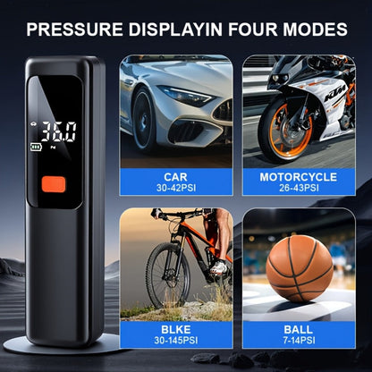 Portable Tire Inflator Wireless Air Compressor with Digital LED Display Auto Pressure Detection USB-C Rechargeable for Car Bicycle