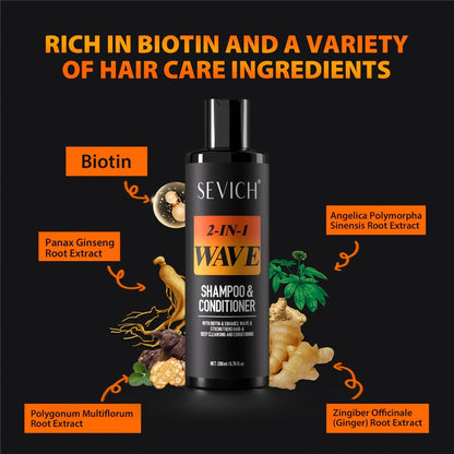 360 Wave Shampoo & Pomade for Men 2-in-1 with Biotin & Glycerin, Deep Cleansing Conditioning Formula