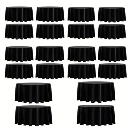 120 Inch Round Tablecloth Bulk Pack – Wrinkle-Free Table Cover for Wedding, Party, Christmas & Halloween, Black or White (6/12/18 Pack)