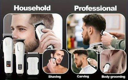 Cordless Hair Clipper Set for Men USB Rechargeable Electric Shaver with LED Display – Professional Grooming Kit 2 or 3 Piece Wireless Hair