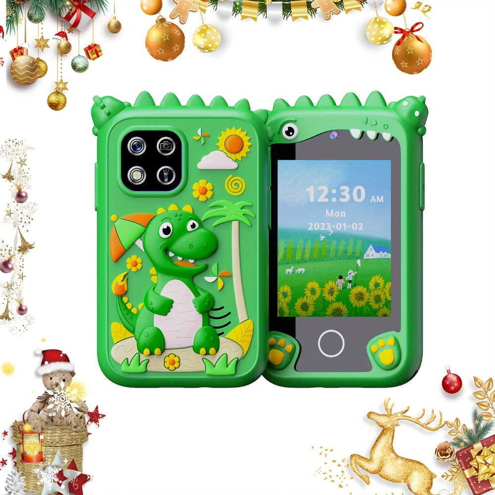 Dinosaur Toy Phone in Green or Purple with Dual Cameras, Touchscreen Interface and 8GB SD Card Label