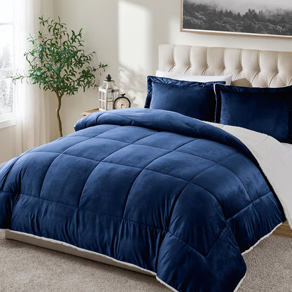 Sherpa Fleece Comforter Set Extra Thick Plush Microfiber Reversible Soft Warm Luxury Bed Blanket Twin XL Full Queen King 10 Colors
