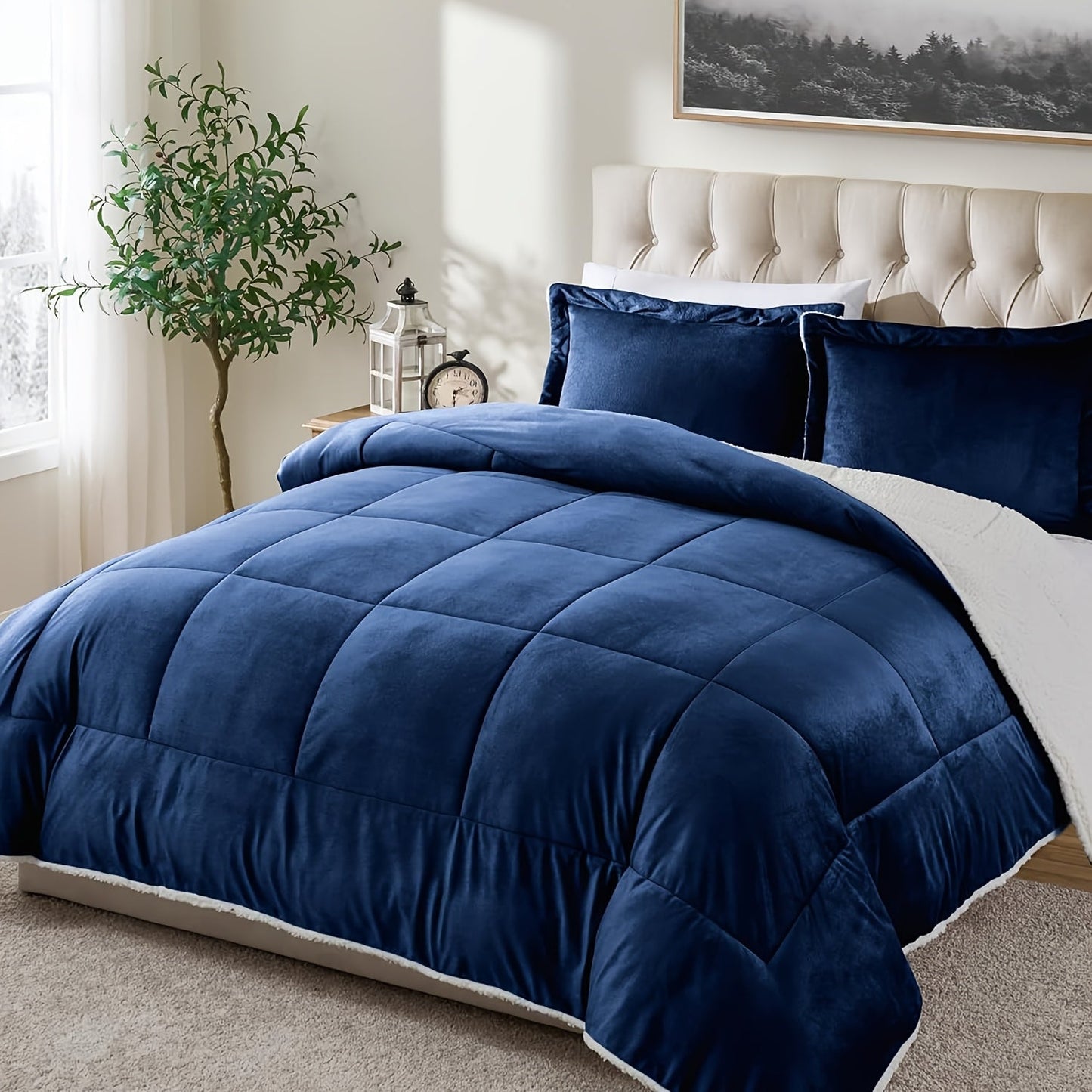 Sherpa Fleece Comforter Set Extra Thick Plush Microfiber Reversible Soft Warm Luxury Bed Blanket Twin XL Full Queen King 10 Colors
