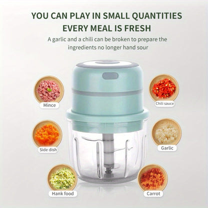 Electric Food Chopper Mini Garlic Crusher USB Rechargeable Meat Grinder 3.38oz 8.45oz Portable Wireless Kitchen Tool