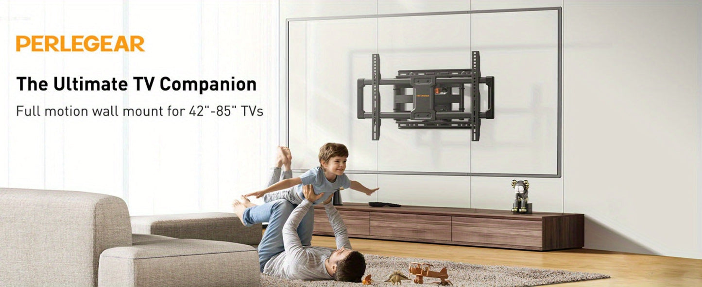 F11 Dual-Arm Full-Motion TV Wall Mount with Wide Wall Plate, Tilt, Swivel and Extension Controls