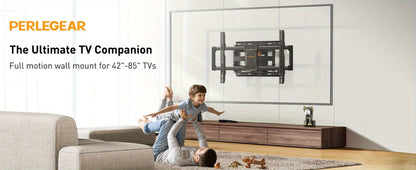 F11 Dual-Arm Full-Motion TV Wall Mount with Wide Wall Plate, Tilt, Swivel and Extension Controls