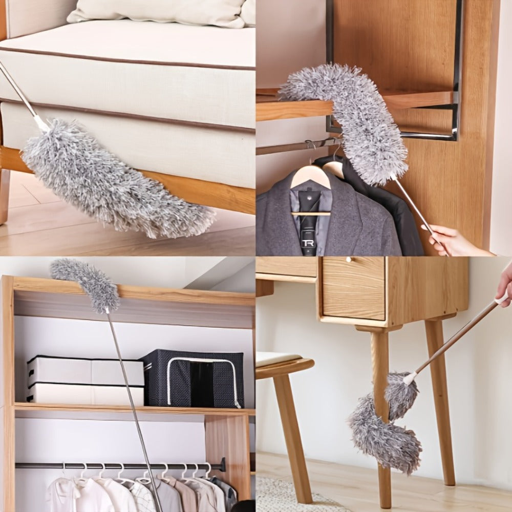 Microfiber Duster Kit with 100 Inch Extension Pole Extendable Bendable Feather Duster for Entryways, Bedrooms and Living Spaces