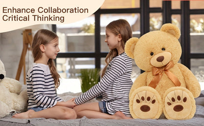 Stuffed Animal Giant Brown Teddy Bear with Oversized Seated Shape and Photo-Color Option for Room Decor