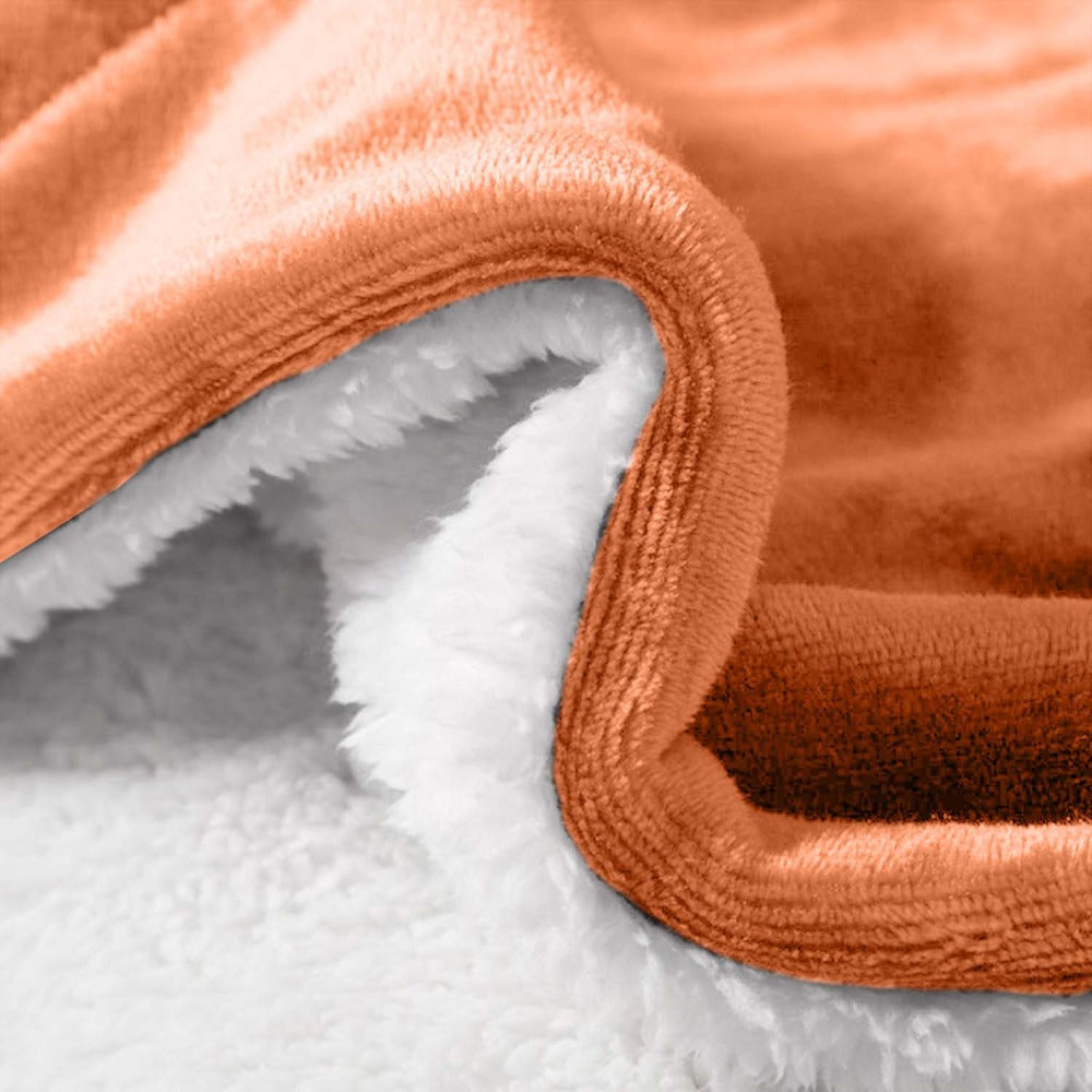 480GSM Sherpa Fleece Blanket, Double-Sided Heavy Throw for Couch, Bed & Travel, Reversible All Season