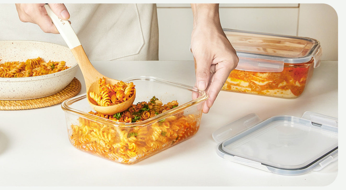 Large Glass Food Storage Containers with Lids 2 Pack, 63oz Borosilicate Glass Meal Prep Containers