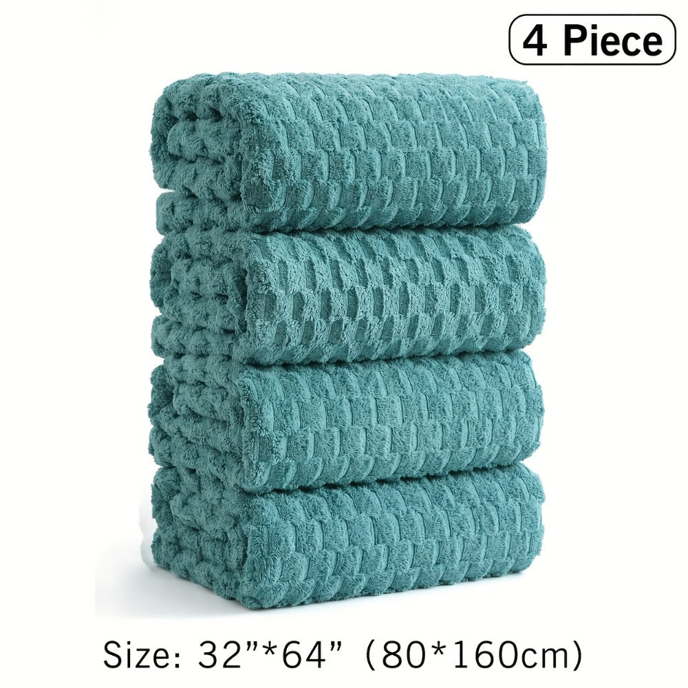 Bath Towels Set Single or 4-Piece 800GSM Oversized Microfiber Towels 32 x 64 Inch for Home and Guest Use