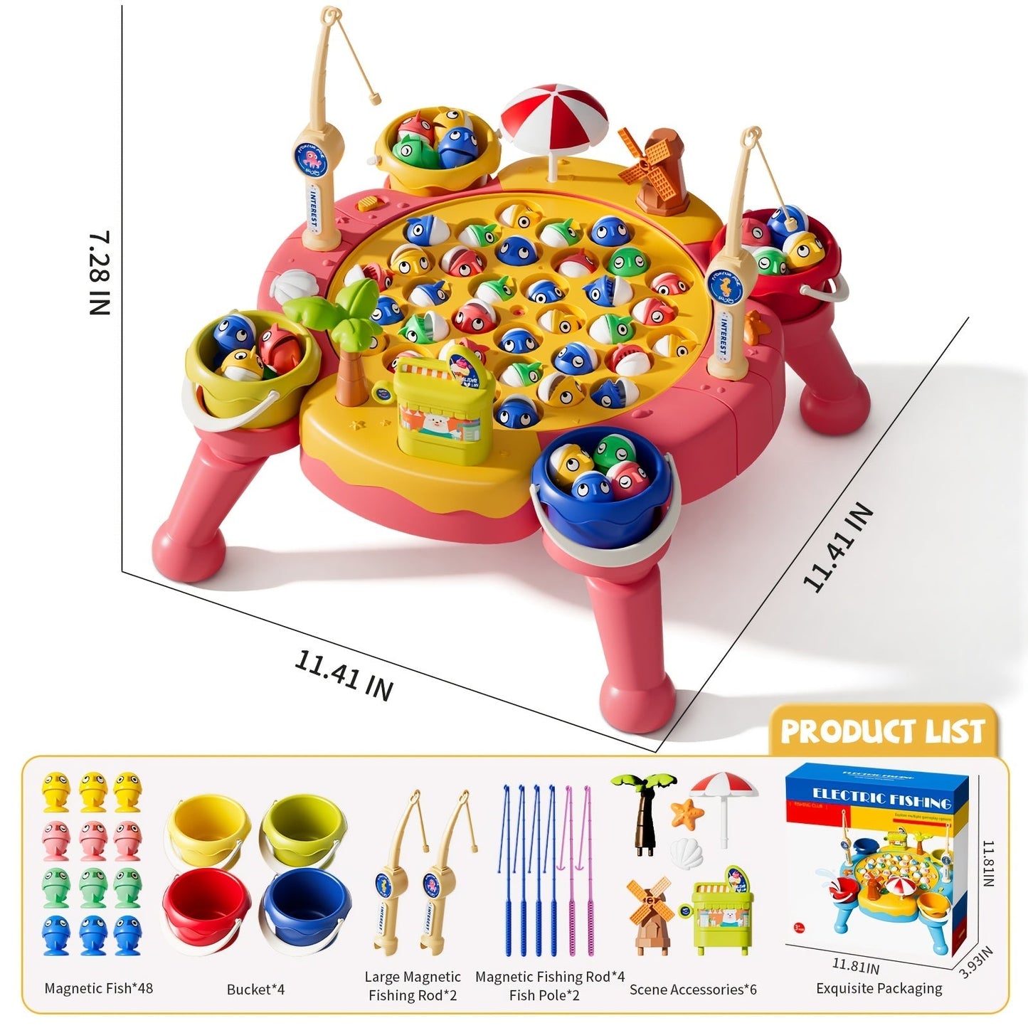 Magnetic Fishing Game for Kids 66 Pieces, Ocean Fishing Toy Set with Rods for Toddlers Ages 3 4 5 6