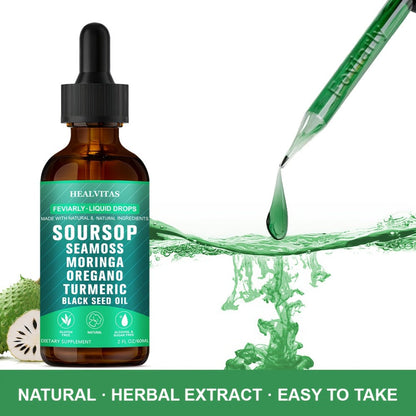 Soursop Bitters Liquid Drops 10-in-1 with Sea Moss Moringa Turmeric Black Seed Oil Oregano for Bath Time, Home Spa and Personal Care