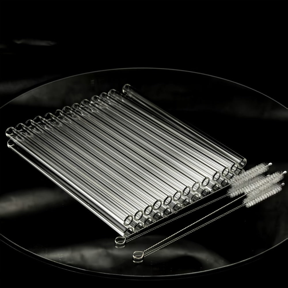 Glass Straws Reusable 12 Pack with Cleaning Brushes – Borosilicate Glass Drinking Straws 6 or 8 Inch, Clear & Colorful, Thick 12mm