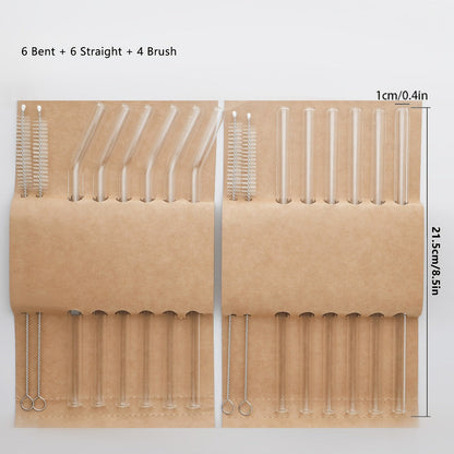 Glass Straws Set 12 Pack with Cleaning Brushes - Reusable Borosilicate Heat Resistant for Entryways, Bedrooms and Living Spaces